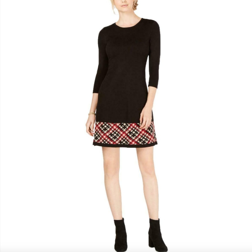 NWT Jessica Howard Plaid Sweater Petite Dress M L